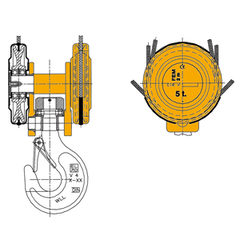 Bozzello 2 pulegge, 
Serie Leggera, 
Tipo 1HB